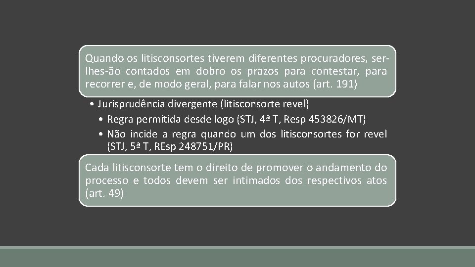 Quando os litisconsortes tiverem diferentes procuradores, serlhes-ão contados em dobro os prazos para contestar,