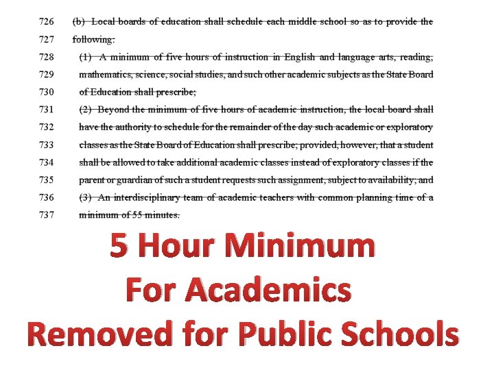 5 Hour Minimum For Academics Removed for Public Schools 