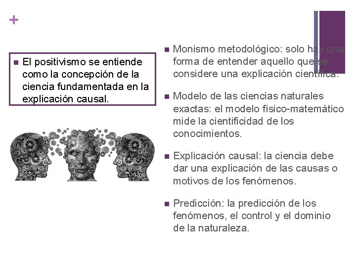 + n El positivismo se entiende como la concepción de la ciencia fundamentada en