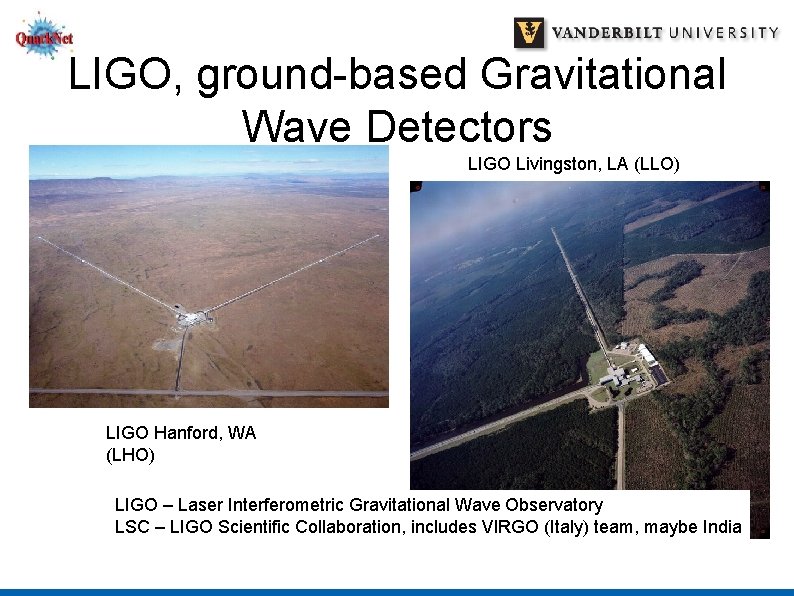 LIGO, ground-based Gravitational Wave Detectors LIGO Livingston, LA (LLO) LIGO Hanford, WA (LHO) LIGO