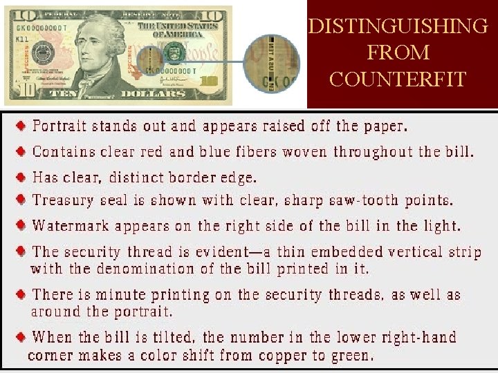 DISTINGUISHING FROM COUNTERFIT Chapter 15 Kendall/Hunt Publishing Company 31 