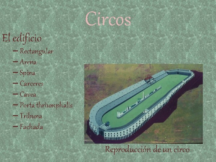 El edificio Circos – Rectangular – Arena – Spina – Carceres – Cavea –