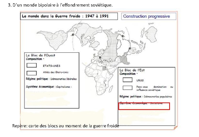 3. D’un monde bipolaire à l’effondrement soviétique. Repère: carte des blocs au moment de