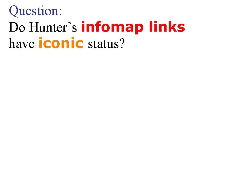 Question: Do Hunter’s infomap links have iconic status? 