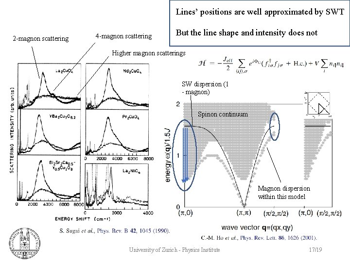 Lines’ positions are well approximated by SWT 2 -magnon scattering 4 -magnon scattering But