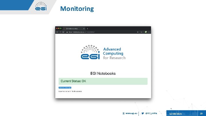 Monitoring www. egi. eu @EGI_e. Infra 12/03/2021 23 