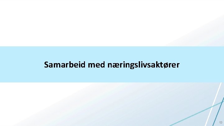 Samarbeid med næringslivsaktører 13 