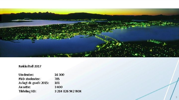 Nøkkeltall 2017 Studenter: Ph. D-studenter: Avlagt dr. grad i 2015: Ansatte: Tildeling KD: 16