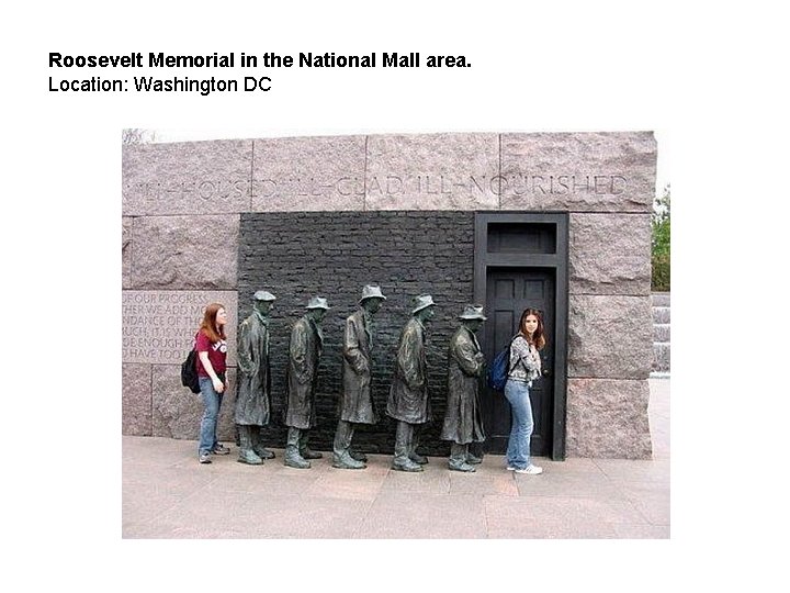 Roosevelt Memorial in the National Mall area. Location: Washington DC 
