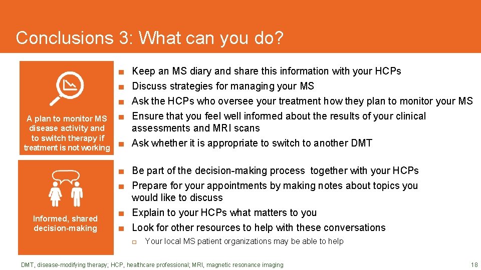 Conclusions 3: What can you do? A plan to monitor MS Early treatment with