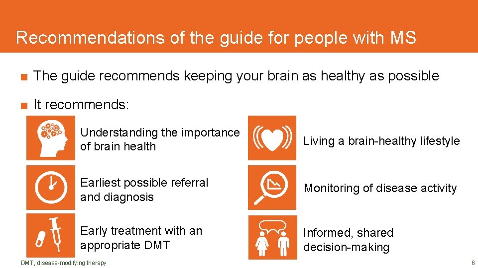 Recommendations of the guide for people with MS ■ The guide recommends keeping your