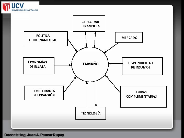 CAPACIDAD FINANCIERA POLÍTICA GUBERNAMENTAL ECONOMÍAS DE ESCALA MERCADO TAMAÑO POSIBILIDADES DE EXPANSIÓN DISPONIBILIDAD DE