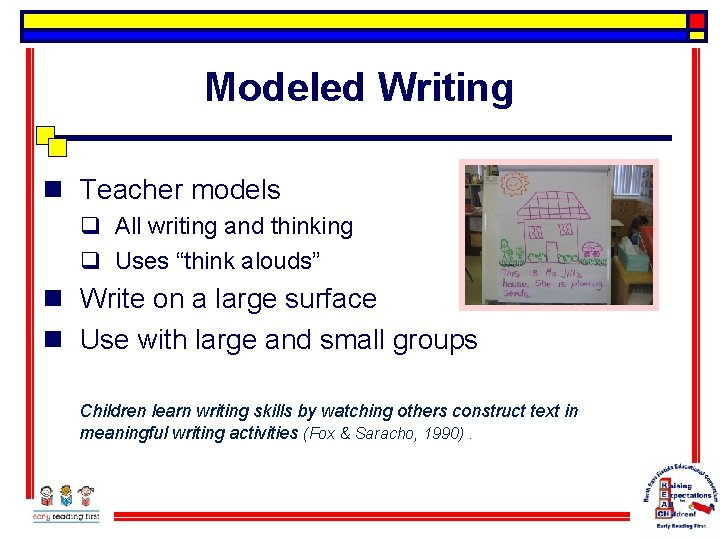 Modeled Writing n Teacher models q All writing and thinking q Uses “think alouds”