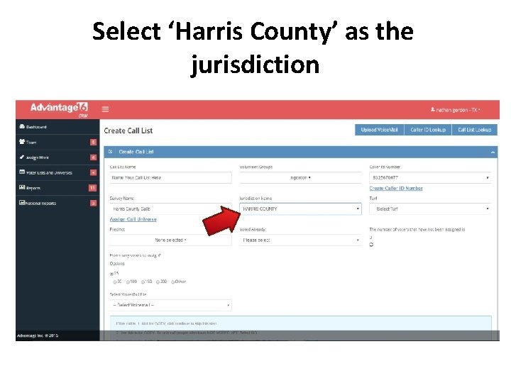 Select ‘Harris County’ as the jurisdiction 