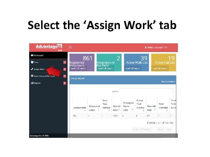 Select the ‘Assign Work’ tab 