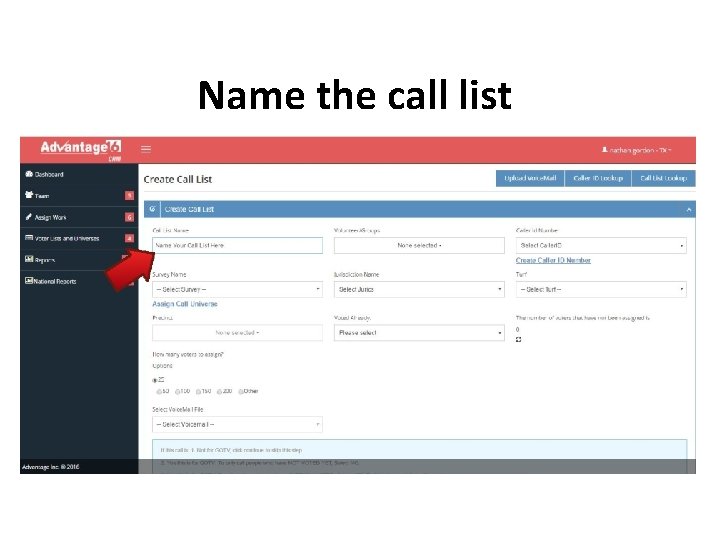 Name the call list 