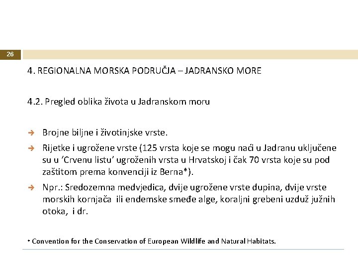 26 4. REGIONALNA MORSKA PODRUČJA – JADRANSKO MORE 4. 2. Pregled oblika života u