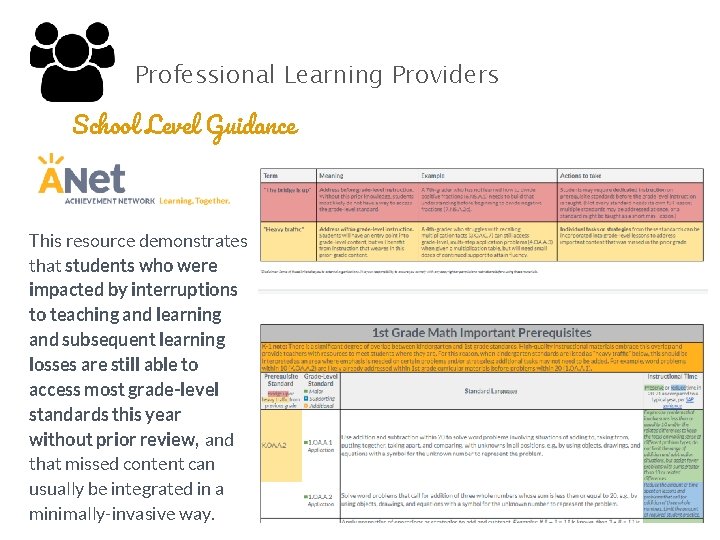 Professional Learning Providers School Level Guidance This resource demonstrates that students who were impacted