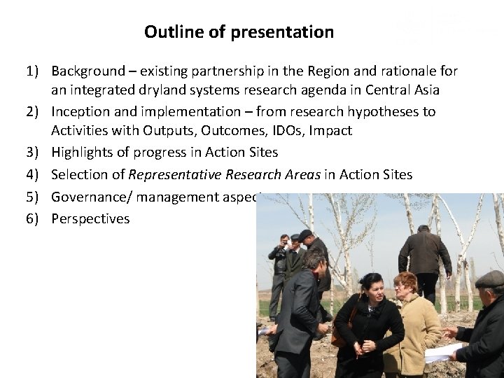 Outline of presentation 1) Background – existing partnership in the Region and rationale for