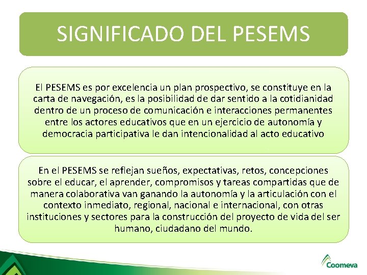 SIGNIFICADO DEL PESEMS El PESEMS es por excelencia un plan prospectivo, se constituye en SIGNIFICADO DEL PESEMS El PESEMS es por excelencia un plan prospectivo, se constituye en