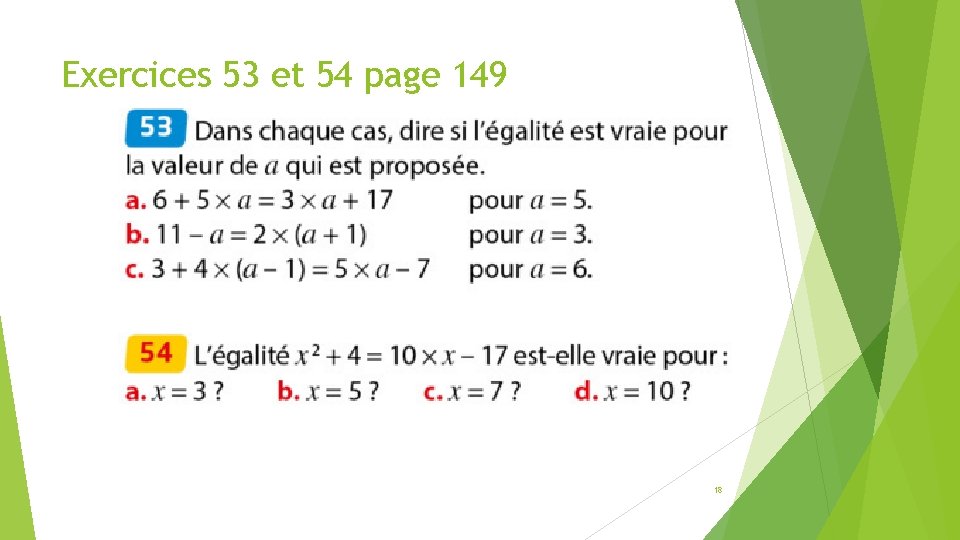 Exercices 53 et 54 page 149 18 