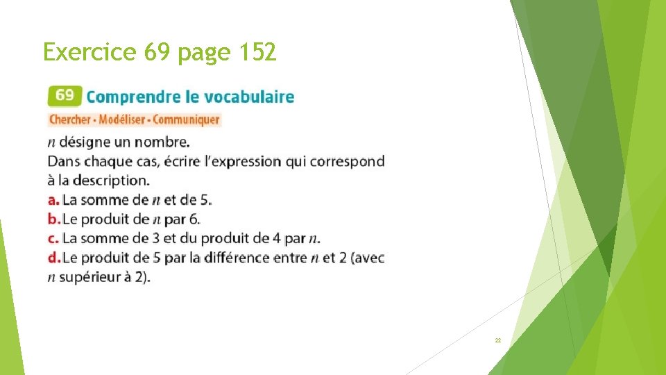 Exercice 69 page 152 22 