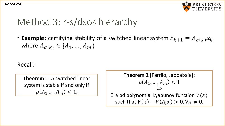 BANYULS 2016 Method 3: r-s/dsos hierarchy • 