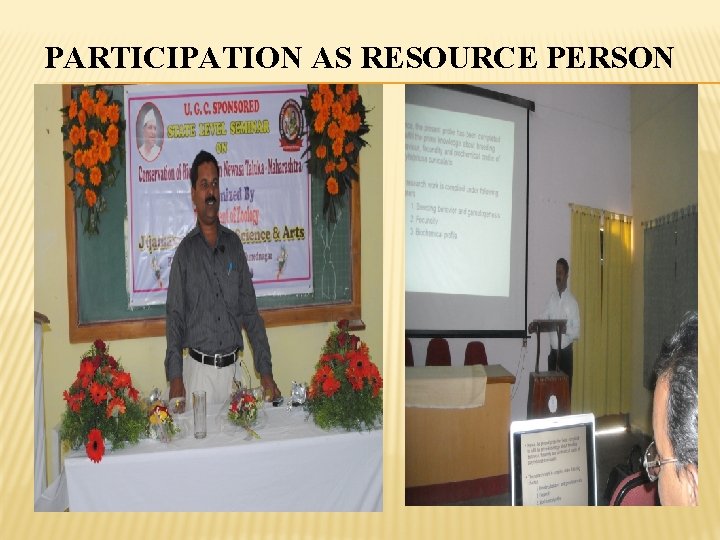 PARTICIPATION AS RESOURCE PERSON 