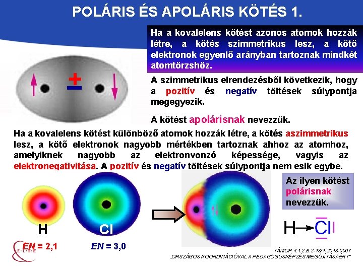 POLÁRIS ÉS APOLÁRIS KÖTÉS 1. Ha a kovalelens kötést azonos atomok hozzák létre, a