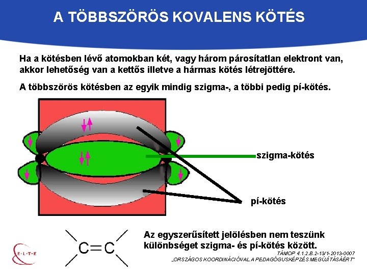 A TÖBBSZÖRÖS KOVALENS KÖTÉS Ha a kötésben lévő atomokban két, vagy három párosítatlan elektront