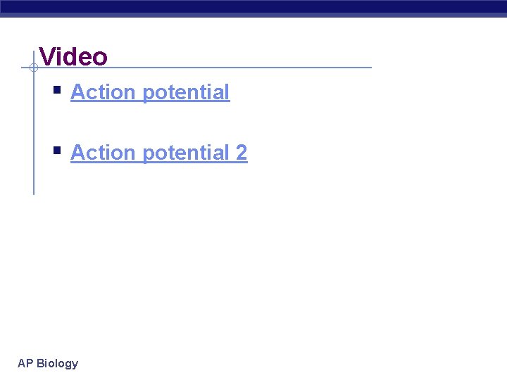 Video § Action potential 2 AP Biology 