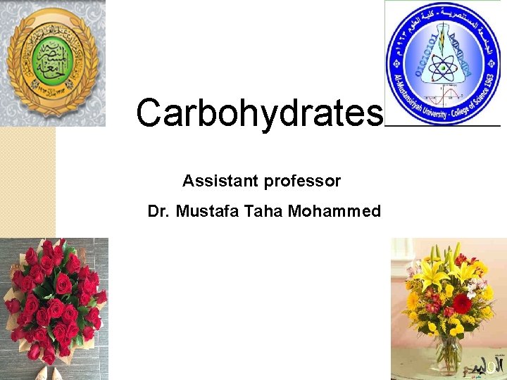 Carbohydrates Assistant professor Dr. Mustafa Taha Mohammed 