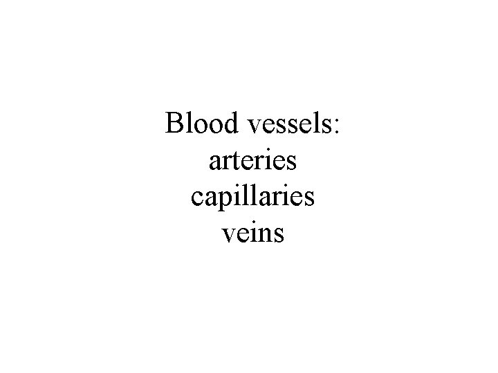 Blood vessels: arteries capillaries veins 