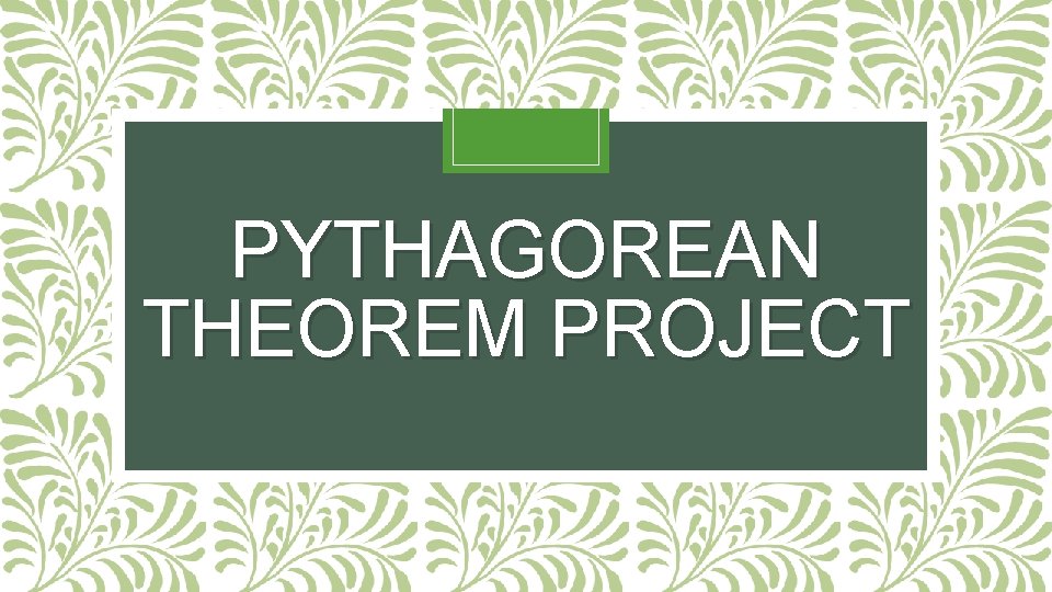 PYTHAGOREAN THEOREM PROJECT 