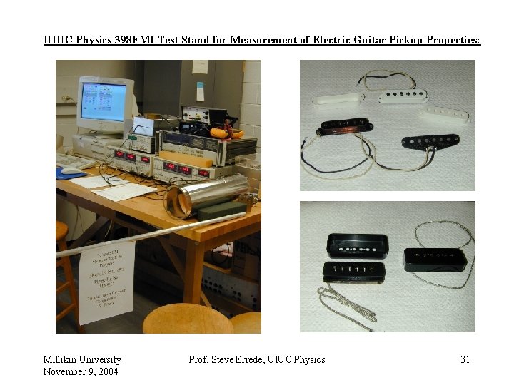 UIUC Physics 398 EMI Test Stand for Measurement of Electric Guitar Pickup Properties: Millikin