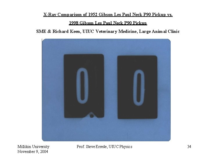 X-Ray Comparison of 1952 Gibson Les Paul Neck P 90 Pickup vs. 1998 Gibson