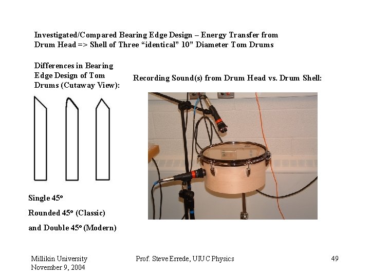 Investigated/Compared Bearing Edge Design – Energy Transfer from Drum Head => Shell of Three