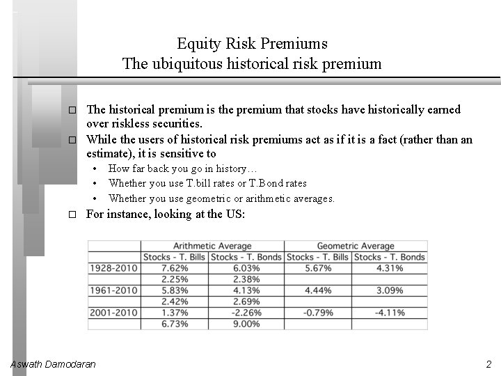 Session 4 Equity Risk Premium Dcf Valuation Aswath