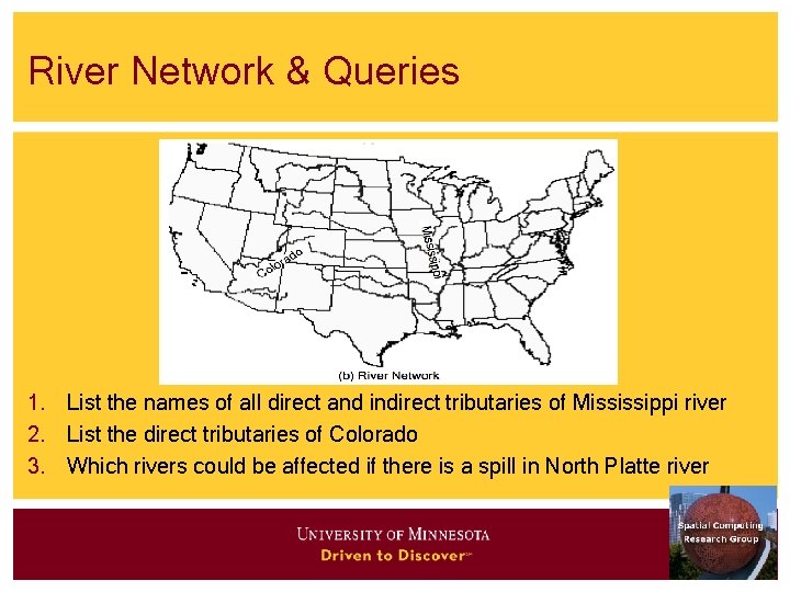 River Network & Queries 1. List the names of all direct and indirect tributaries River Network & Queries 1. List the names of all direct and indirect tributaries