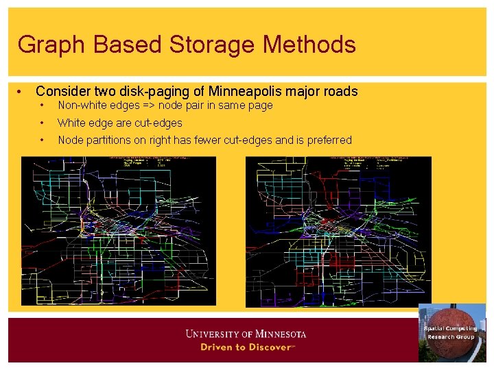 Graph Based Storage Methods • Consider two disk-paging of Minneapolis major roads • Non-white Graph Based Storage Methods • Consider two disk-paging of Minneapolis major roads • Non-white