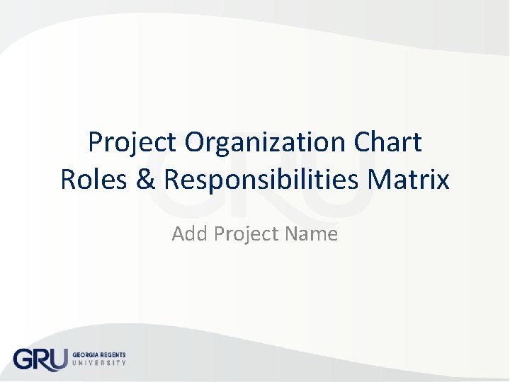 Project Organization Chart Roles & Responsibilities Matrix Add Project Name 