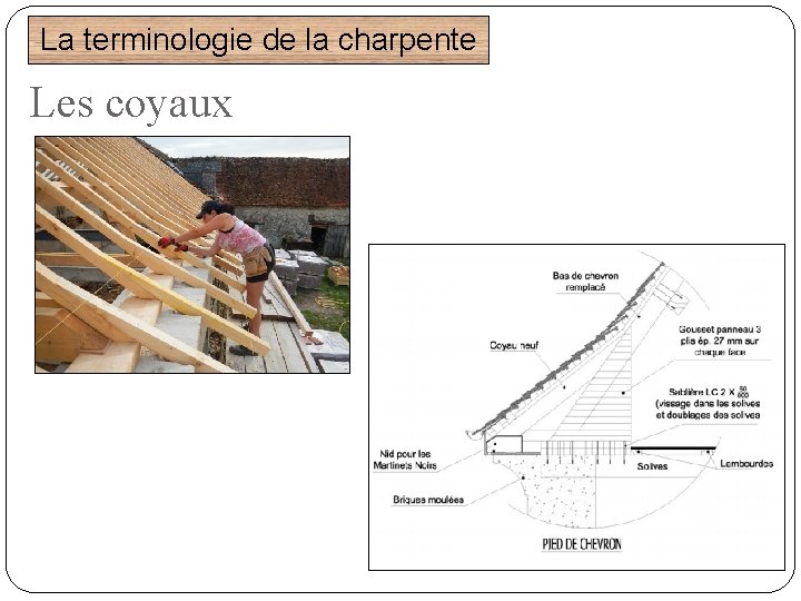 La terminologie de la charpente Les coyaux 