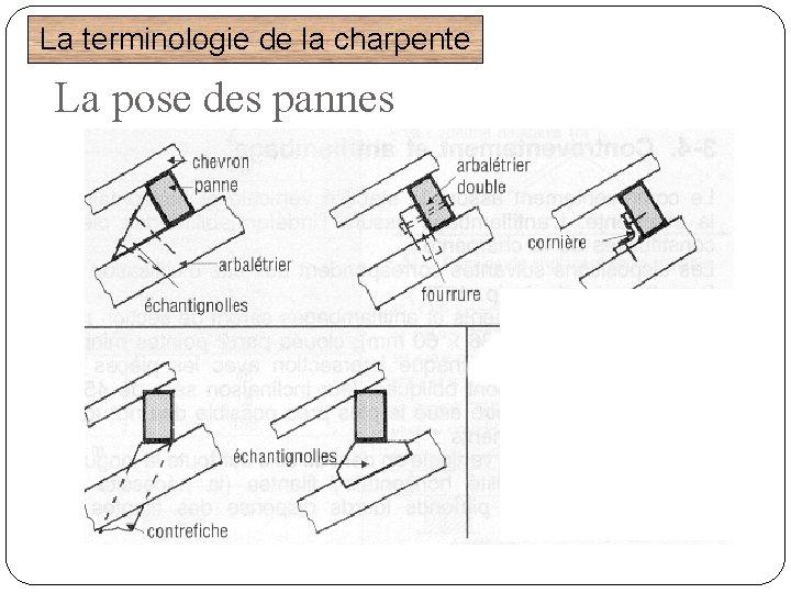 La terminologie de la charpente La pose des pannes 