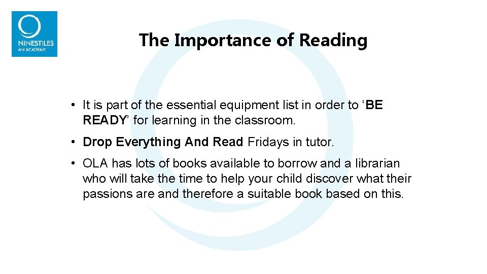 The Importance of Reading • It is part of the essential equipment list in The Importance of Reading • It is part of the essential equipment list in