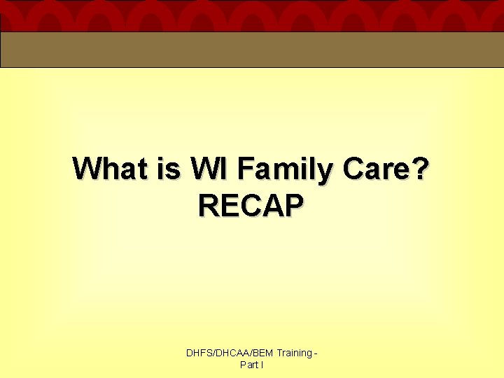 What is WI Family Care? RECAP DHFS/DHCAA/BEM Training Part I 