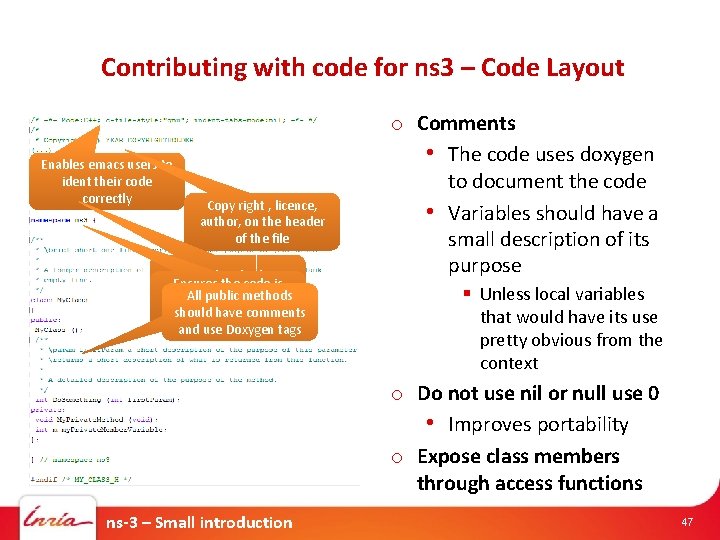 Contributing with code for ns 3 – Code Layout Enables emacs users to ident