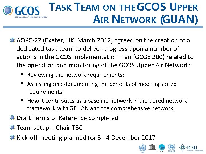 TASK TEAM ON THE GCOS UPPER AIR NETWORK (GUAN) AOPC-22 (Exeter, UK, March 2017)