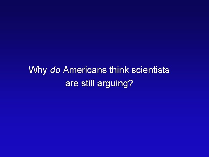 Why do Americans think scientists are still arguing? 
