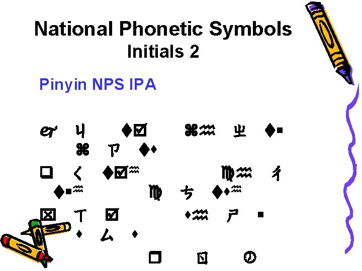 National Phonetic Symbols Initials 2 Pinyin NPS IPA j ㄐ t z ㄗ ts