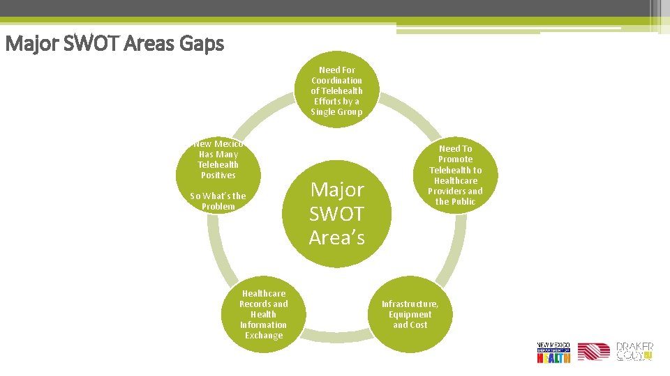 Major SWOT Areas Gaps Need For Coordination of Telehealth Efforts by a Single Group